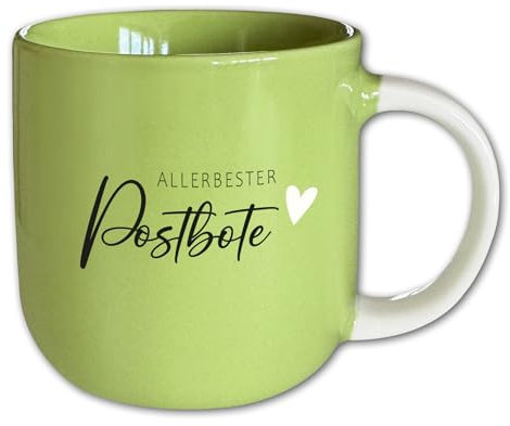 Tasse mit Spruch T131 ″Allerbester Postbote″ Porzellan Grün Motivtasse Geschenk Dankeschön 340 ml