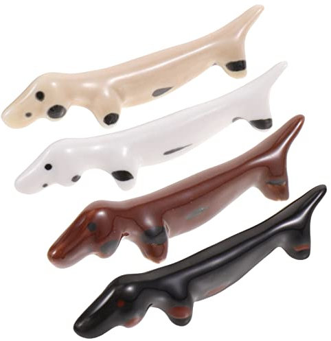 COLLBATH 4stücke Keramik Essstäbchenhalter Hundeform Niedliche Essstäbchenablage Tischorganizer Multifunktional Für Essstäbchen Und Löffel Platzsparendes Design Für Elegantes Esszimmer