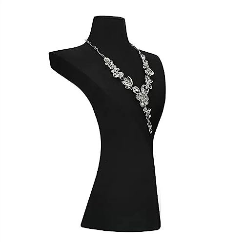 Modebegeisterte Schwarzer Samt-Schmuckbüsten-Halsketten-Ausstellungsstand, Messe-3D-Halsketten-Mannequin-Halter, Anhänger-Halsketten-Display for Shop-Event-Shows Modern und minimalistisch(Mittel)