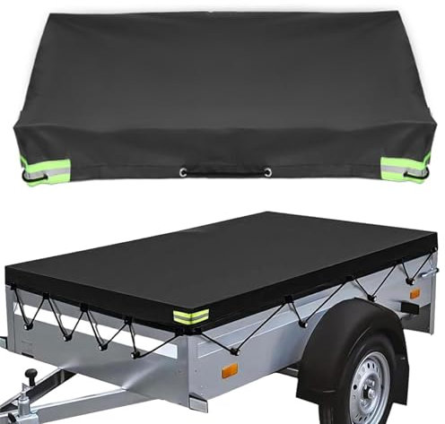 NCCHDZSW Anhänger Plane 214x122x13 cm Abdeckplane für Anhänger Verstärktes 420D Oxford Material Abdeckplane Wasserdicht mit Ösen für Viele PKW 750kg Hänger Autoanhänger