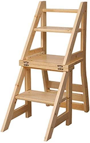 Sgabello pieghevole in legno a 3 gradini, sedia a scaletta per fiori, sgabello di sicurezza per la casa
