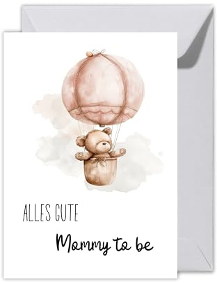 WBdesignz XXL Mutterschutz Karte mit Umschlag - schöne Glückwunschkarte zur Geburt “Alles Gute Mommy to be” süße Geschenkkarte Schwangerschaft Abschiedskarte Babypause Kollegin Babyparty (XXL DIN A4)