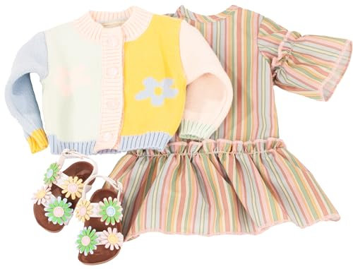 Götz 3403605 Kombi So Spring - Puppenbekleidung Gr. XL - 4-teiliges Bekleidungs- und Zubehörset für Stehpuppen 45 - 50 cm