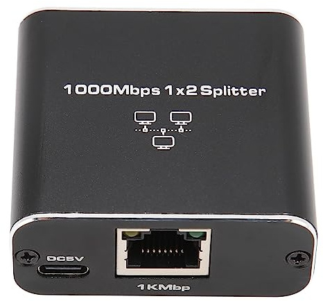 Gigabit Ethernet Splitt 1 till 2, 1000 Mbps Internetkabel Splitter RJ45 Network Adapter, LAN Ethernet Cable Splitter för CAT5, CAT6 och CAT7