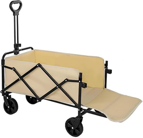 HUIBBGO Klappbarer Campingwagen, Trolley, Camping, 4-Rad, Festivalwagen, Faltbarer Karren, Wagon, Einkaufswagen, Gartenwagen, zum Ziehen für Shopping, Camping, perfekt für den Strand