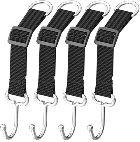 QUIDAOSO Auto Haken KopfstüTze, Auto Taschenhalter, Auto ZubehöR Innenraum, Car Accessories, Camper ZubehöR, Metallhaken Einstellbare LäNge, 4 Stücke | Verstellbarer Rücksitz-Aufhänger, Metall, strapazierfähig, 45,4 kg Kapazität, Geldbörsenhalter
