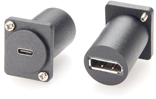 Plinkwirekb Conector de montaje en panel USB 3.1 tipo D a DisplayPort Adaptador USB C a DisplayPort 4K 60Hz DP a USB-C Convertidor de video reversible (1 unidad)