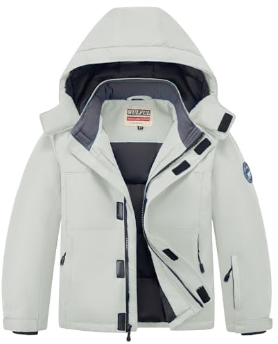 WULFUL Kid's Waterproof Ski Jacket Warm Fleece Hooded Boy's and Girl's Winter Snow Coat Outwear,Windproof RainCoat
