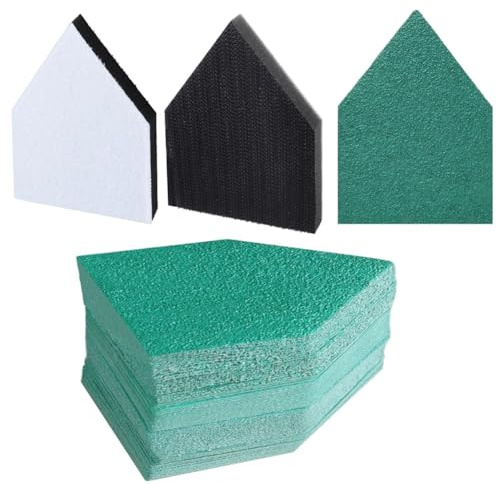 Suanzua 80Pcs Detail Sanding Paper and 2 Pads Fits M12 Fuel Sander - 60/120/180/240 Grit Heavy Duty Hook & Loop Cloth Sandpaper