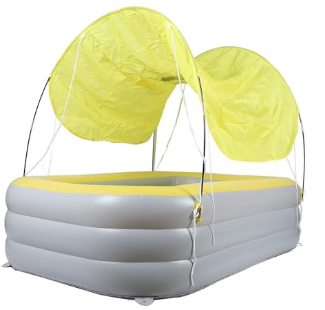 Ghzste Inflatable Pool with Canopy 82.7in Large Inflatable Swimming Pool Blow Up Swimming Pool with Canopy Slide for Kids Backyard Outdoor 2.1m (Yellow)
