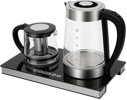 HOARLICN 2 In 1 Wasserkocher Teekocher, 1800W 240V Teekocher Elektrisch Teemaschine mit Lcd-Anzeige Zwei Knöpfe für Kaffee Und Tee Zubereiten