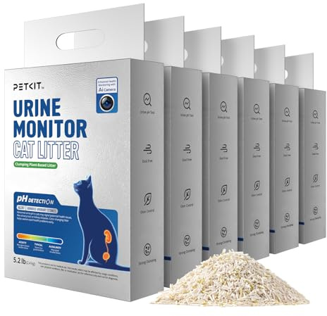 PETKIT Blandad Kattsand, Urinmonitor, Klumpade Kattströ, Kontroll av Urinvägarna, Superabsorberande, Spolbar, 2,4 kg, 6 Påsar