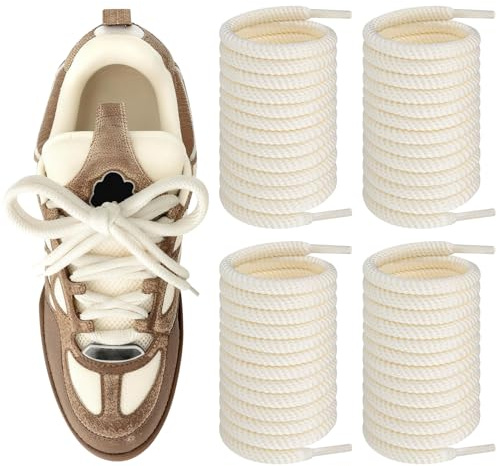 Endoto 4PCS Lacci per Louis Vuitton Skate Scarpe, 6,5MM Rotondi Stringhe Laces di Ricambio per LV Sneaker - Beige, 54 Pollici
