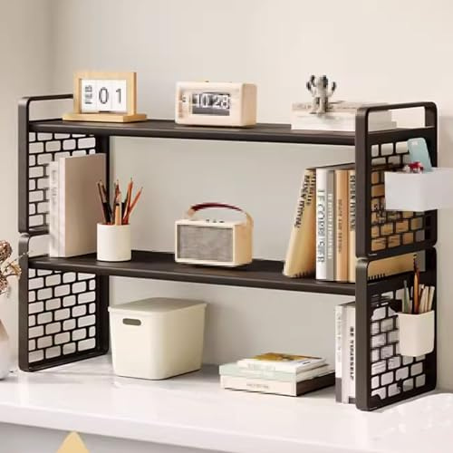 Industrial Metal Etagere Multi-Layer Storage Shelf for Desk Versatile Bookshelf Display Rack Iron Shelf (A 50 * 20 * 36cm)