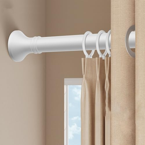 Teleskopstange Zum Klemmen 300 400 500cm Gardinenstange Ohne Bohren Für Gartenpavillon, Spannstange Zum Klemmen, Ø33mm Edelstahl Vorhangstange Klemmstange Türrahmen(Weiß,410-500cm)