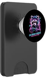 Raccoon Gaming So Many Games So Little Time PopSockets PopWallet per MagSafe