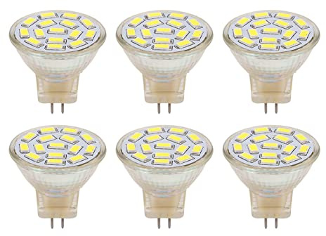 HERCHR 6 bombillas LED GU4, 270 lm, 15 LED, bombillas de bajo consumo MR11, cuentas de lámpara de riel de 12 V, 3 W, bombillas LED de paisaje para el hogar, sala de estar, dormitorio, (Luz blanca)