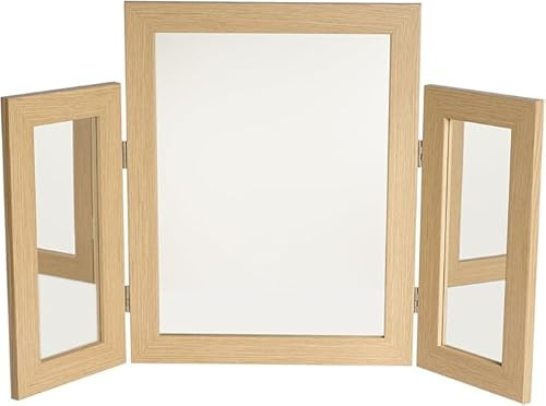 ReflexSales Self Standing Dresser Mirror Foldable Design LRG OakEffect