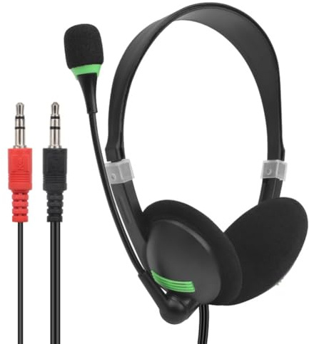 Fegtrtyoa Casque Filaire Jack 3,5 mm Antibruit avec Microphone, Adaptateur USB, Écouteurs pour Ordinateur Portable et PC