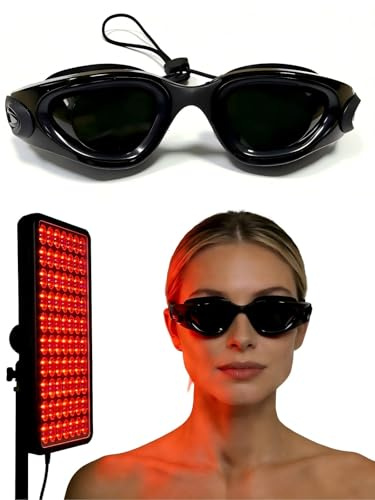Towonshy Occhiali protettivi per solarium 200–2000 nm, protezione occhi per IPL/LED/luce rossa, con cordino regolabile da 40cm, custodia e panno inclusi