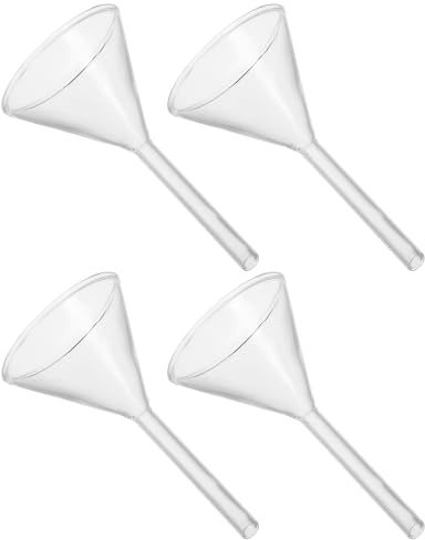 Mipcase Embudos de Vidrio Transparente de 4 Piezas, Embudo de Tallo Corto 40 Mm para Llenado de Lámparas de Aceite, Uso en Laboratorio y Hogar, Herramienta Multipropósito para Recarga