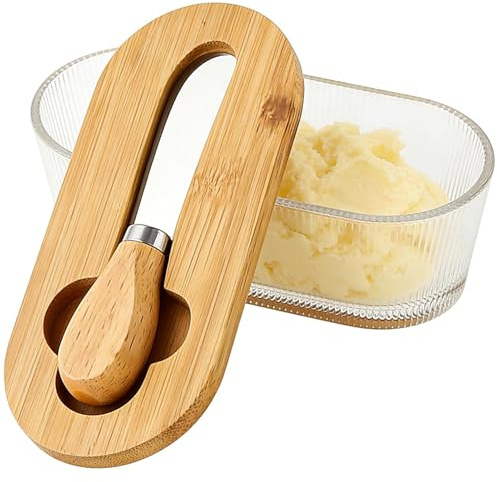 Mantequillera | 300ml Transparente Hermético Cuadrado Estilo Antiguo - Mantequillera con Tapa para Encimera | para Queso, Verduras, Frutas, Apartamento, Dormitorio, Restaurante, Encimera,