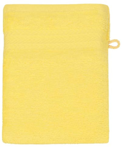 Betz Manopla de baño Guante para lavarse 100% algodón tamaño 16x21 cm con Colgador de cordón Premium de Color Amarillo