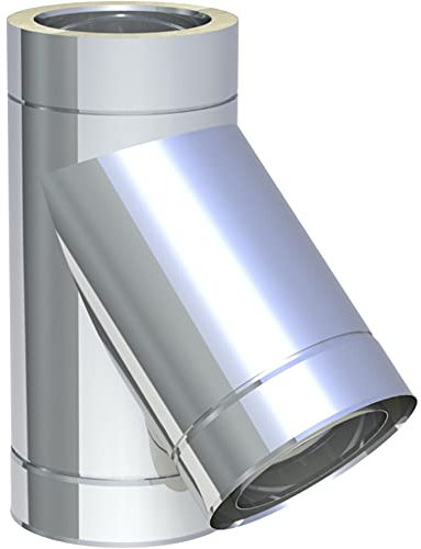 Edelstahl Schornstein Doppelwandig - T-Anschluss 45° - (Ø 180 mm)