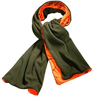 Vändbar fleece halsduk signalhalsduk i oliv och realtree orange blaze, grön/signalorange