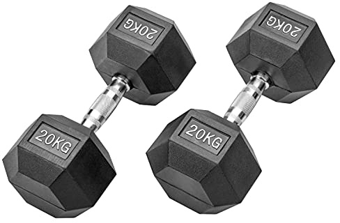 Bad Company Gummierte Hexagon Studio Hanteln schwarz I Kurzhanteln gummiert für Aerobic, Gymnastik und Fitness
