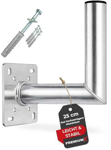 PremiumX 25cm Wandhalter Aluminium für Wandmontage Montage für SAT Schüssel Spiegel Antenne mit Schraubensatz