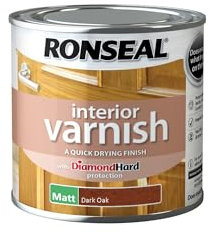 Ronseal RSLIVMDO250 250ml Quick Dry Matt Interior Varnish - Dark Oak