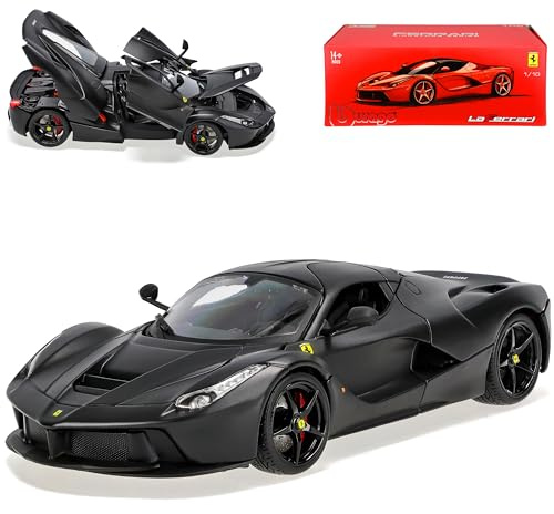 Bburago Ferrari LaFerrari Coupe Matt Schwarz Ab 2013 Signature 1/18 Modell Auto mit individiuellem Wunschkennzeichen
