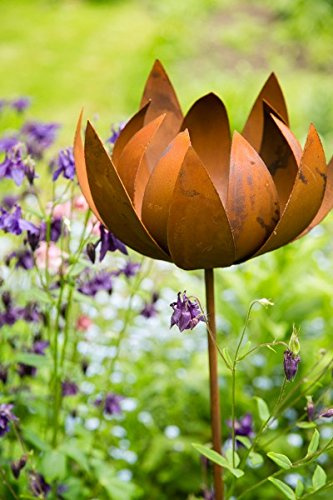 KUHEIGA Gartenstecker Rankstab Lotus Blume Höhe: 120cm Ø 25cm Pflanzstecker Gartenstab