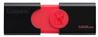 Kingston DataTraveler 106 DT106/128GB Flash Drive da 128 GB, USB 3.0, Rosso/Nero