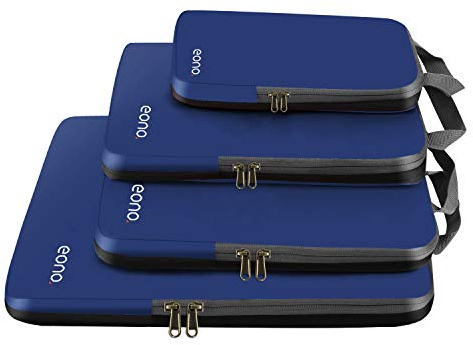 Eono 3/4/6 set komprimeringsförpackningskuber, resebagage organiseringsset, resekuber, utdragbara organiseringsväskor för resor resväska organisering, 4 set, marinblå, M