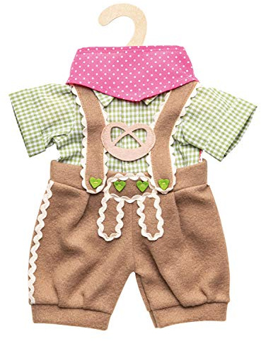 Heless 2114 - Bekleidungs-Set für Puppen, 3 teilig mit Trachtenhose, Hemd und Halstuch, Größe 35-45 cm