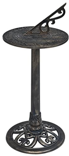 Festnight Sundial Pedestal-styled Base with Hollow Design for Garden Backyard Bronze 35.5x82 cm Plastic