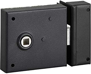 THIRARD - Serrure horizontale en applique à fouillot pour porte int., pêne 1/2tour seul, axe 60mm, carré 8mm, 85x76mm, noir