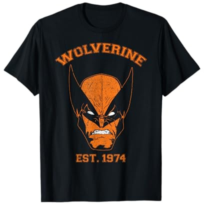 Marvel X-Men Wolverine Orange Collegiate Vintage T-Shirt