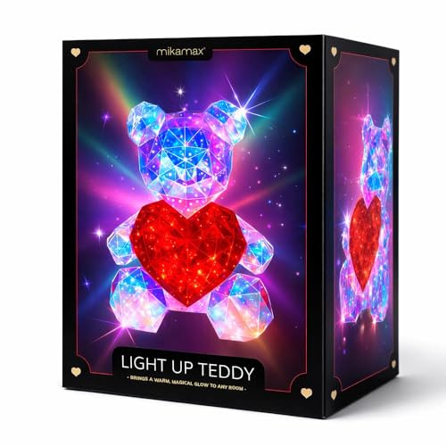 mikamax Light Up Teddy - 40 cm LED Teddybär - Nachtlicht mit Lichtfunktion - Teddy Lampe für Kinderzimmer