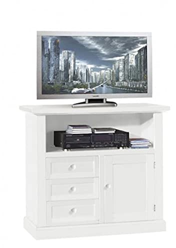 Mar.c.a. Design - Meuble TV Bois 84x40x80 cm 1 Porte 3 Tiroirs - Style Classique Made in Italy
