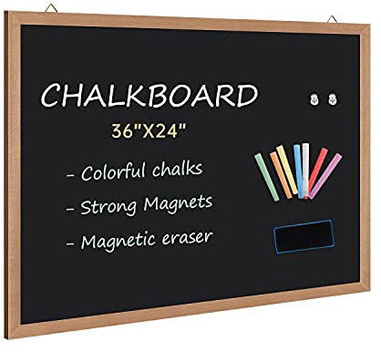 Magnetische Kreidetafel für die Wand, 91,4 x 61 cm, große Tafel mit Naturholzrahmen für Zuhause, Büro, Klassenzimmer, Küche oder Kinder