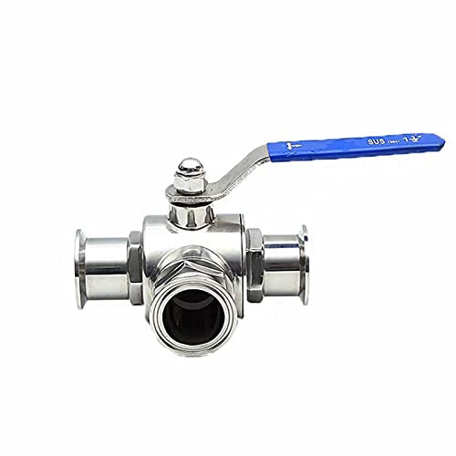 SUOFEILAIMU Rohr 19mm 3 / 4Inch SS304 Edelstahl sanitäres 3way-Kugelhahn TPAG-Ferrue-Typ Fit 1.5inch 50.5mm TRI-Klammer