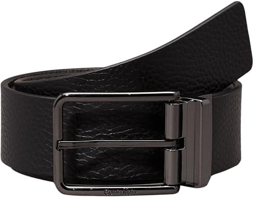 Calvin Klein Herren Gürtel Ledergürtel, Schwarz (Ck Black/Dk Brown), 80 cm