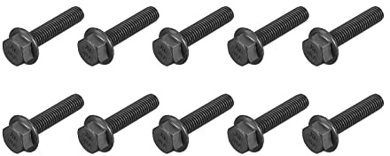 METALLIXITY Flanged Hex Head Bolts (M8x35mm) 10pcs, Hexagon Serrated Flange Bolt Fully Thread Screw - for House Construction Hardware Fasteners