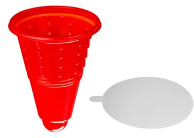 100ml Red Plastic Screwball Ice Cream Cups with White Paper Lid – Pack of 300.