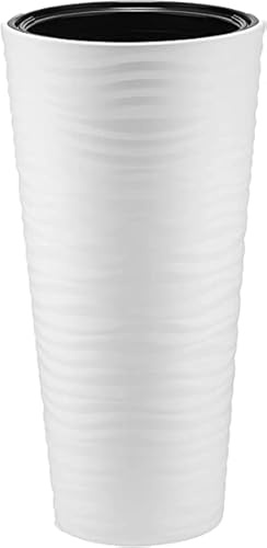 Vase longue M en blanc pour plantes de 70 cm, pot de fleurs pour l'intérieur et l'extérieur
