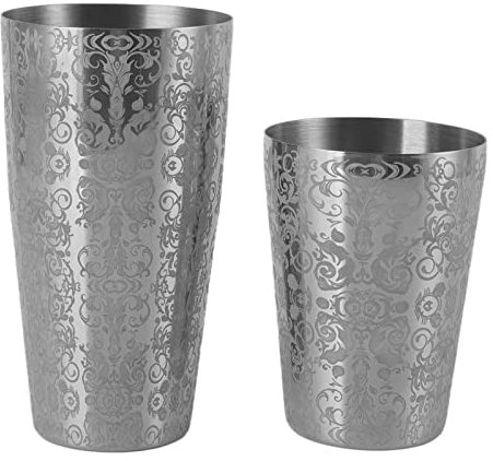 Coctelera Profesional, Coctelera De Acero Inoxidable 304, Coctelera Boston Para Mezclar Bebidas Coctelera De Martini Grabada Mezcladora De Barra De Boston Japonesa De Plata(No bottom)