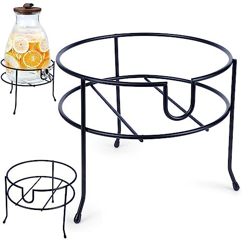 Supporto per dispenser di vetro con rubinetto per bevande in metallo nero